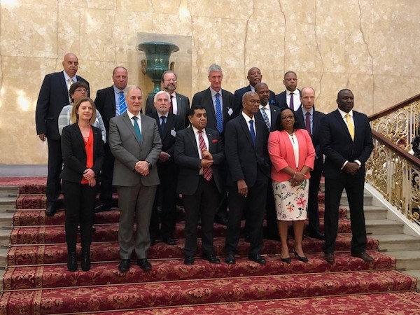 Heads of Delegation of the 14 UK Overseas Territories with Lord Ahmad and Ben Merrick (FCO)