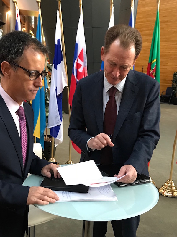 Deputy Chief Minister Dr Joseph Garcia and Sir Graham Watson in discussion