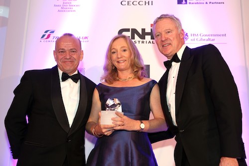 L-R Minister Albert Isola, Winner of the Gibraltar Prize Theodora Fairley of BBC News and Rory Bremner Compere of the Ceremony.