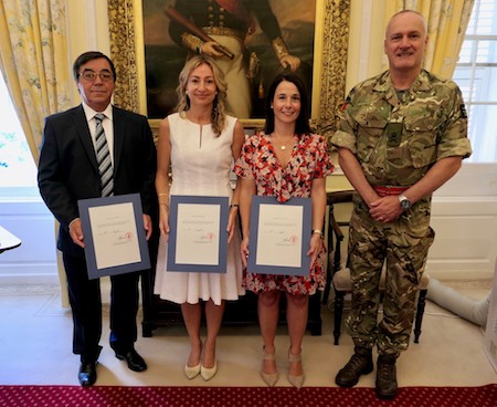 Left to Right: Mr Mario Maurice Hook, Ms Nadine Marie Collado, Mrs Nyreen Marie Bossano-Llamas, and His Excellency the Governor