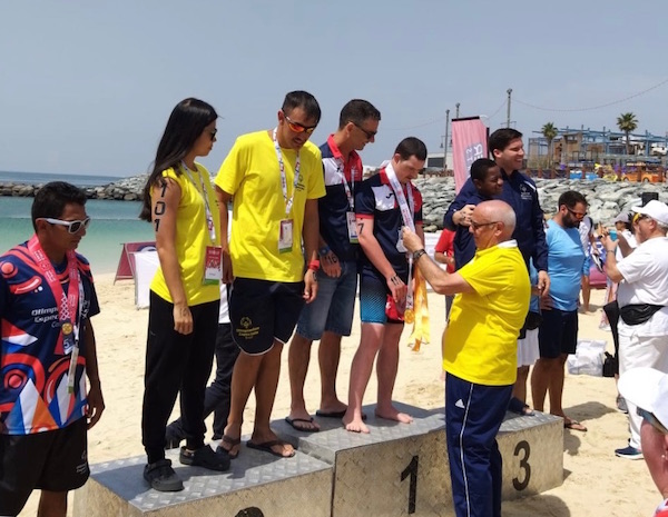 Adam and Darren being awarded with their gold medals